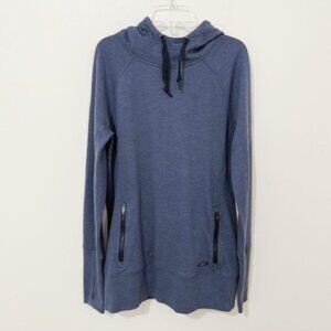 Oakley Blue Pullover Hoodie Sweatshirt Tunic Thumbholes Women's Size S